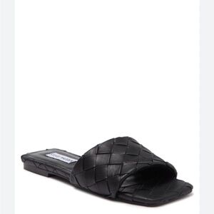 Steve Madden Black Woven Slide Sandals